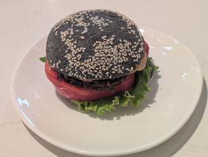 Healthy burger at BIOrganic Raw Cafe in Chisinau