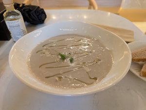 Mushroom soup at BIOrganic Raw Cafe in Chisinau