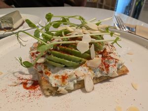 Delicious savory waffle! at BIOrganic Raw Cafe in Chisinau