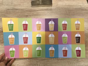 Smoothie menu at BIOrganic Raw Cafe in Chisinau