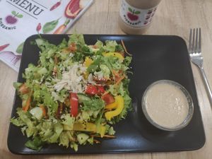 Salad with almonds and sesame at BIOrganic Raw Cafe in Chisinau