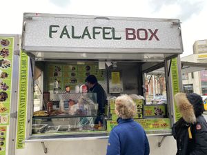 Front of cart at Yaffa Falafel Box - Food Trailer in West London