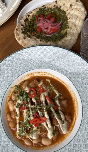 Butter bean tagine with flatbread with chermoula  at The Cosy Club in Taunton