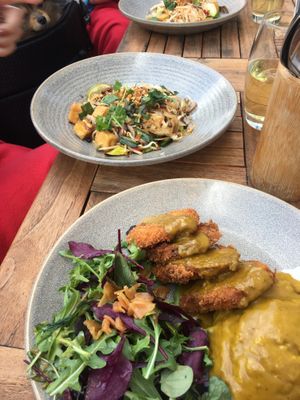 Katsu curry and pad thai at Wagamama in Frederiksberg
