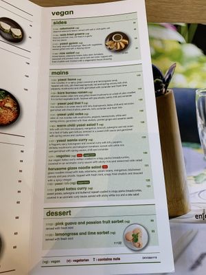 Vegan options as at July 2019 at Wagamama in Frederiksberg