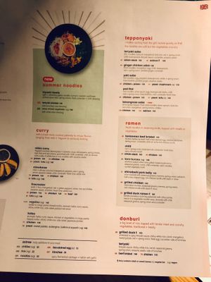menu at Wagamama - Tivoli in Copenhagen