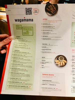 menu at Wagamama - Tivoli in Copenhagen