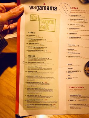 menu page at Wagamama - Tivoli in Copenhagen