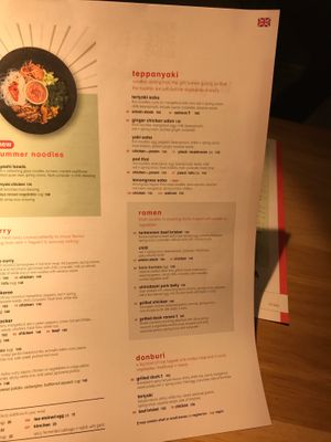 table menu at Wagamama - Tivoli in Copenhagen
