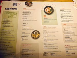 menu page at Wagamama - Tivoli in Copenhagen