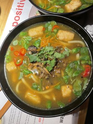 Delicious ramen with silken tofu  at Wagamama - Tivoli in Copenhagen