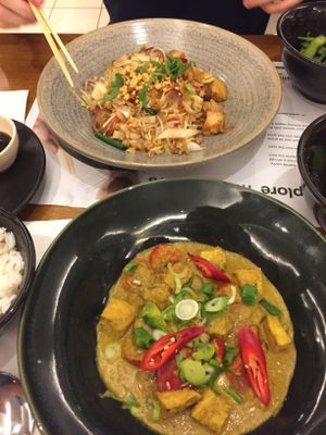 Pad Thai and samiu curry  at Wagamama - Tivoli in Copenhagen