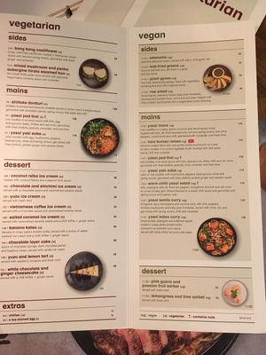 Veg/vegan menu at Wagamama - Tivoli in Copenhagen
