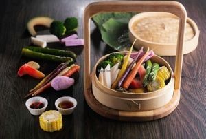 Steamed daily vegatable basket  at Vanimal in Hong Kong Island