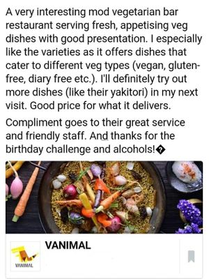 Feedback at Vanimal in Hong Kong Island