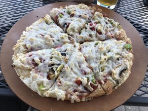 The veggie pizza with Vegan cheese. Tasted sooo good!  at Portland Pie Company in Brunswick