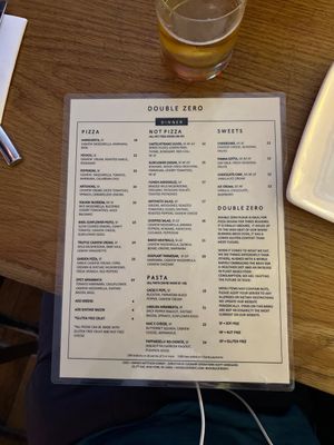 Menu  at Double Zero in New York City