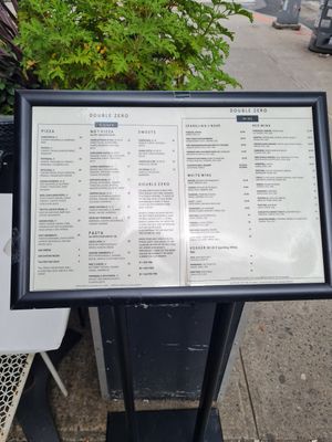 Menu at Double Zero in New York City