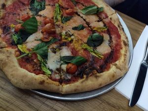 Squash blossom pizza at Double Zero in New York City