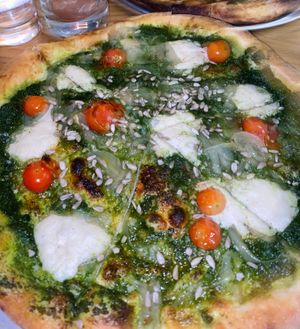 Again.. basil pesto pizza is my obsession ... it’s creamy and the sauce is incredible. Pretty close to cow’s milk ricotta! I’d do anything for this pizza  at Double Zero in New York City