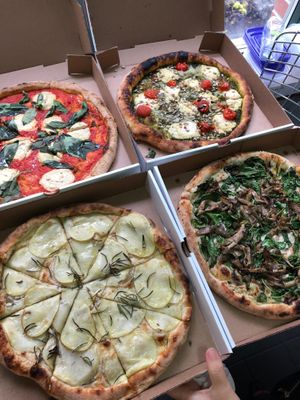 truffle, potato, pepperoni, and margherita  at Double Zero in New York City