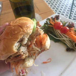 tofu scramble breakfast sandwich  at ARTillery in Siem Reap