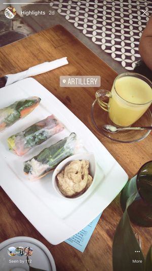 Rice paper rolls & tumeric latte at ARTillery in Siem Reap