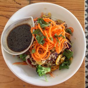 Quinoa crunch salad with julienned vegetables and cashews at ARTillery in Siem Reap