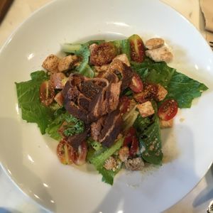 Caesar Salad, but replaced the Caesar dressing with balsamic vinegar and oil. Delicious! at Veganerie Concept - Benjasiri Park in Bangkok