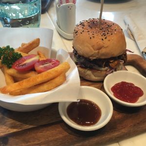 Pulled pork burger! With coleslaw. So yummy! at Veganerie Concept - Benjasiri Park in Bangkok