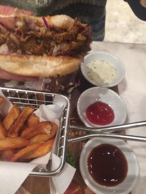 Vegan pulled pork BBQ burger  at Veganerie Concept - Benjasiri Park in Bangkok