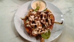 Sweet potato with filling at Veganerie Concept - Benjasiri Park in Bangkok