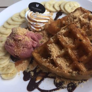 waffles at Veganerie Concept - Benjasiri Park in Bangkok