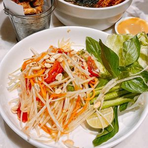Papaya salad  at Veganerie Concept - Benjasiri Park in Bangkok