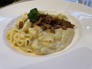 Mac and cheese, 235 baht  at Veganerie Concept - Benjasiri Park in Bangkok