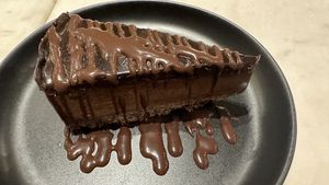 Chocolate mousse pie is divine  at Veganerie Concept - Benjasiri Park in Bangkok