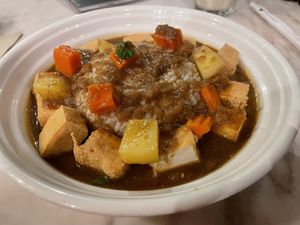 Japanese curry rice bowl, 169 baht  at Veganerie Concept - Benjasiri Park in Bangkok