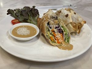 Chickpea salad wrap, 180 baht  at Veganerie Concept - Benjasiri Park in Bangkok