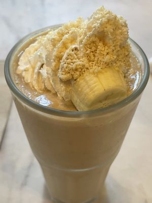 Banana nut smoothie, 155 baht  at Veganerie Concept - Benjasiri Park in Bangkok