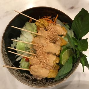 satay salad at Veganerie Concept - Benjasiri Park in Bangkok