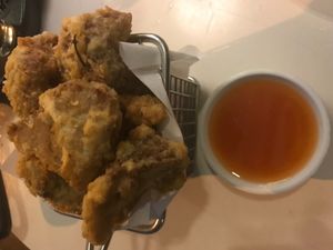 fried breaded mushrooms, tasty at Veganerie Concept - Benjasiri Park in Bangkok