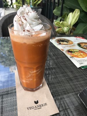 vegan Thai iced tea, super rich, fabulous at Veganerie Concept - Benjasiri Park in Bangkok