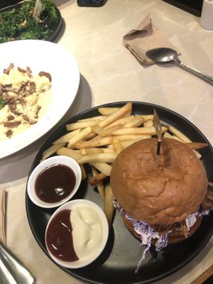 BBQ “pulled pork” styleburger  at Veganerie Concept - Benjasiri Park in Bangkok
