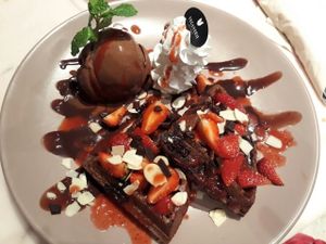 Chocolate Velvet Waffles at Veganerie Concept - Benjasiri Park in Bangkok