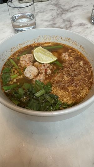 Tom yum noodles   at Veganerie Concept - Benjasiri Park in Bangkok