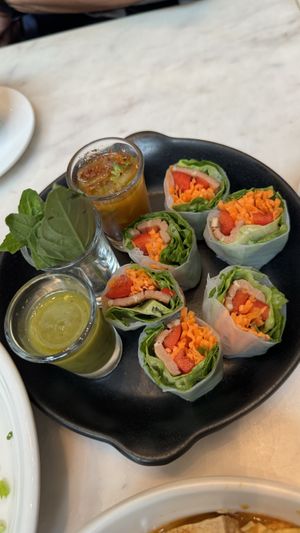 Spring rolls  at Veganerie Concept - Benjasiri Park in Bangkok
