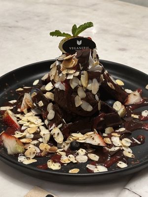 Chocolate wafflees  at Veganerie Concept - Benjasiri Park in Bangkok