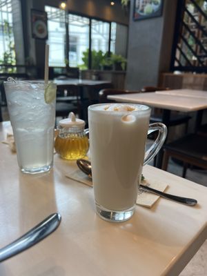 Soy caramel and limeade  at Veganerie Concept - Benjasiri Park in Bangkok