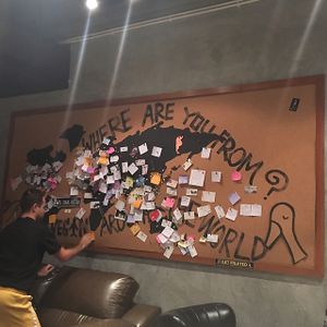 stick a post it on where you're from at Veganerie Concept - Benjasiri Park in Bangkok