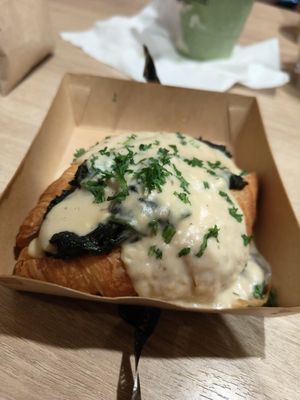 Creamy spinach croissant Jan25 #Veganuary at Veganerie Concept - Benjasiri Park in Bangkok